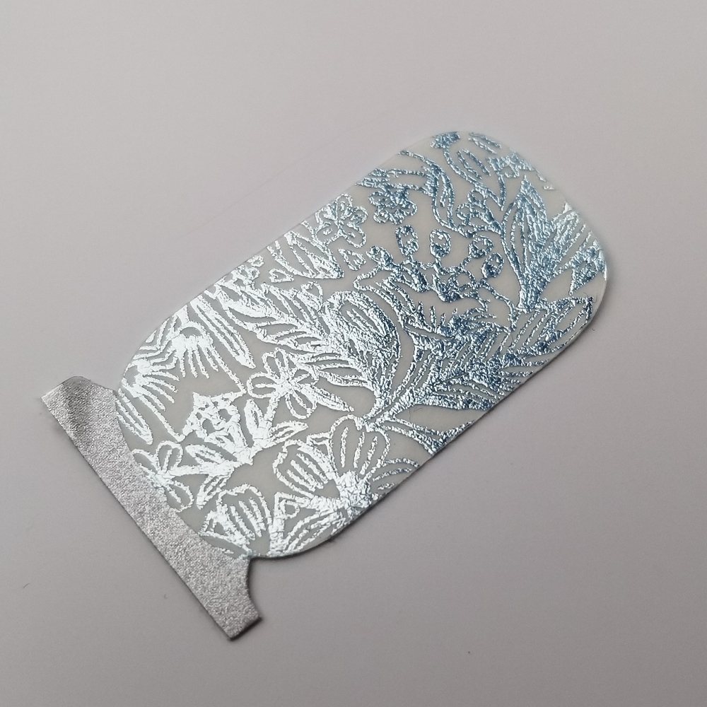 Blue Glitter Holo Floral Garden Nail Wrap Overlays
